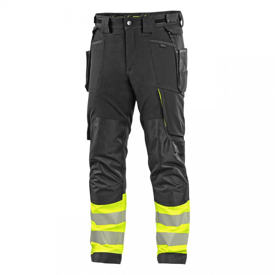 Kalhoty CXS NAOS HV pánské, černo-žlutá Hi-Vis, reflexní pruhy