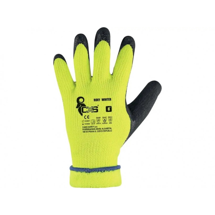 Rukavice ROXY WINTER, zimní, máčené v latexu, černo-žluté