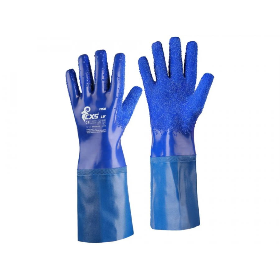 Rukavice FISO, máčené v PVC, zdrsněný povrch, vel. 10