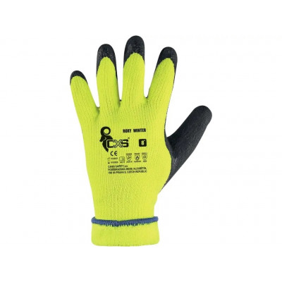 Rukavice ROXY WINTER, zimní, máčené v latexu, černo-žluté