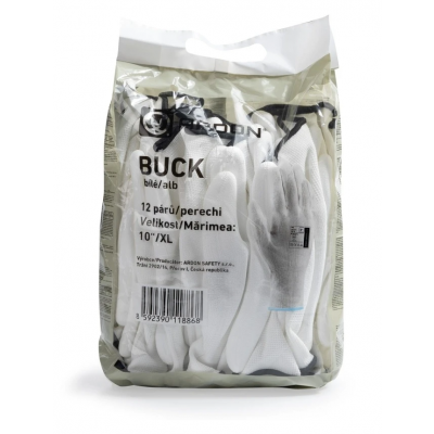 Máčené rukavice BUCK - maloobchodní balení 12 párů - bílá 